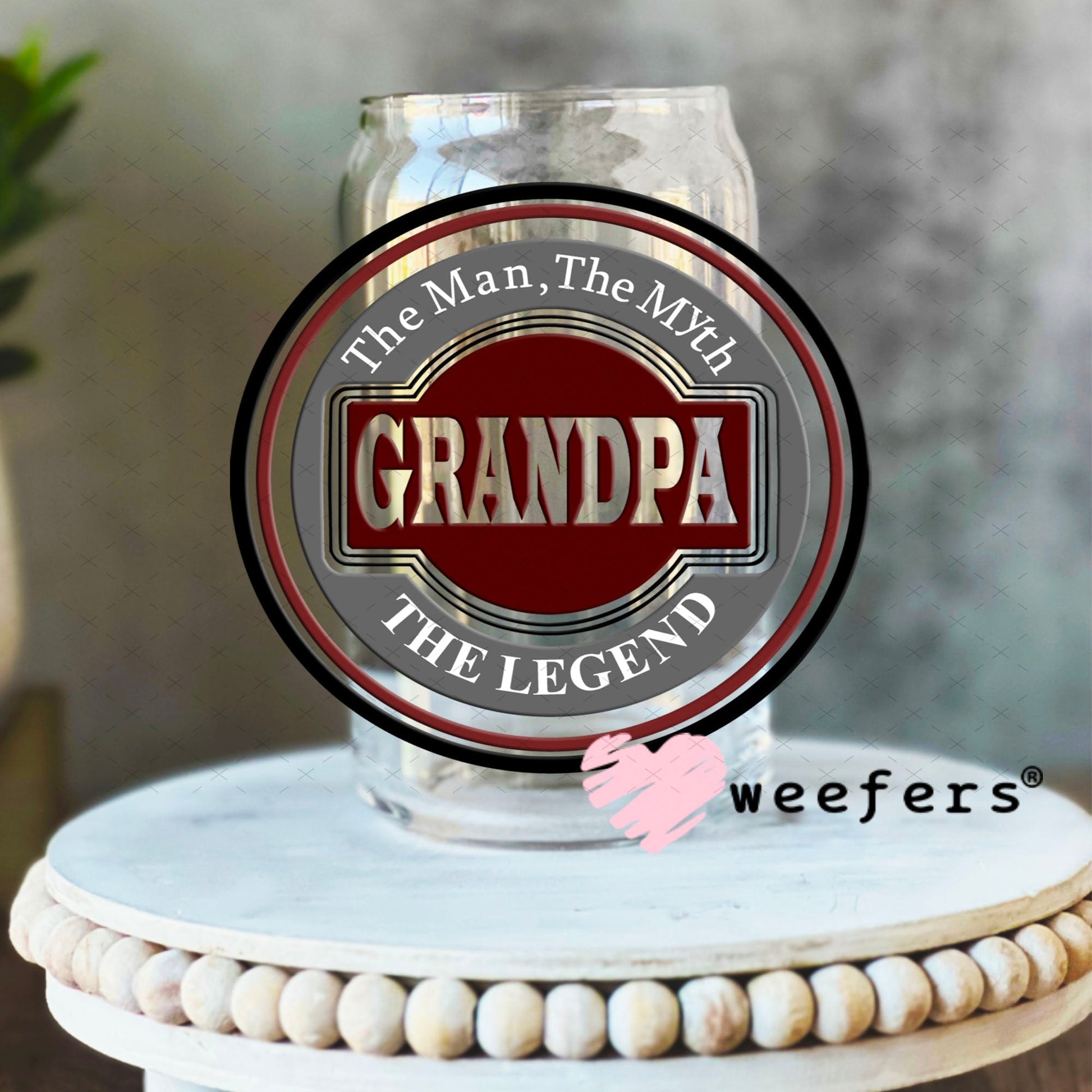 UV DTF Decal - Grandpa The Legend 16oz Libbey Glass Original Size Weefers