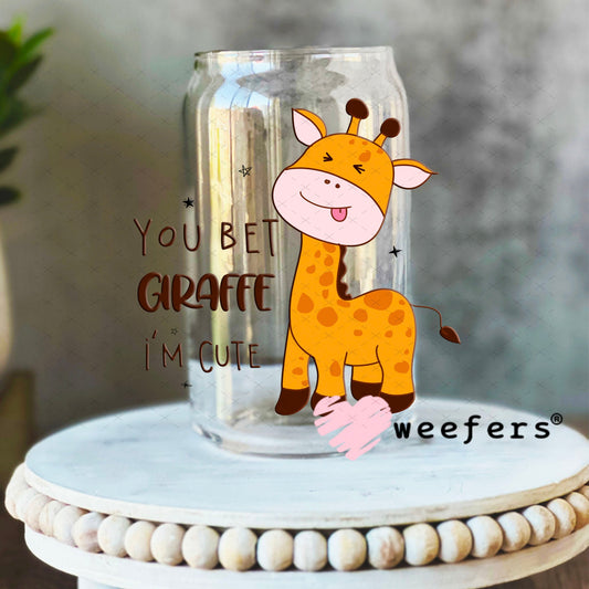 UV DTF Decal - You Bet Giraffe I'm Cute 16oz Libbey Glass Original Size Weefers