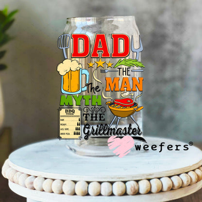 UV DTF Decal - Dad the Man The Grillmaster 16oz Libbey Glass Original Size Weefers