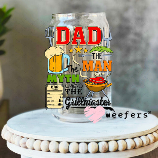 UV DTF Decal - Dad the Man The Grillmaster 16oz Libbey Glass Original Size Weefers