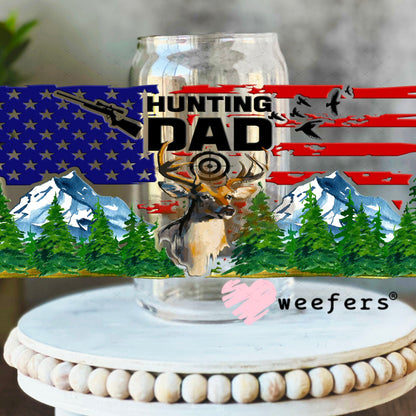 UV DTF Cup Wraps - Hunting Dad USA 16oz Libbey Glass Original Size Weefers
