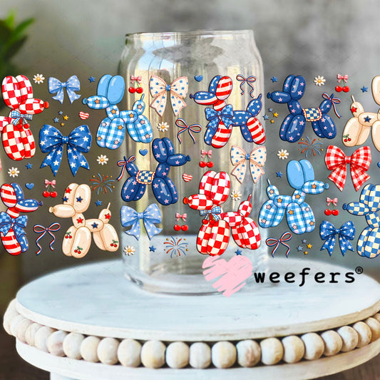UV DTF Cup Wraps - USA Balloon Dogs 16oz Libbey Glass Original Size Weefers