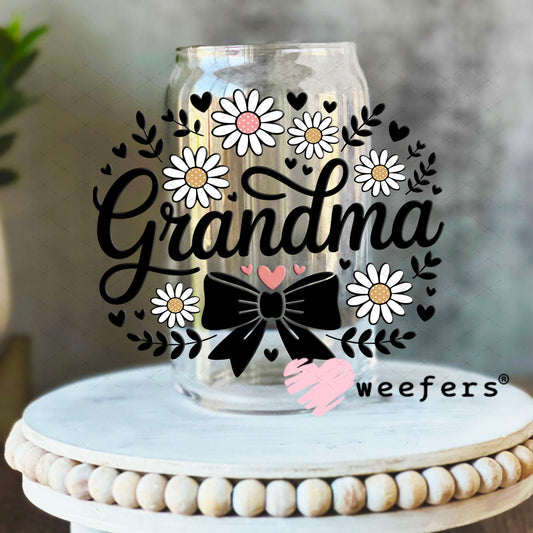 UV DTF Decal - Grandma Black Bow 16oz Libbey Glass Original Size Weefers