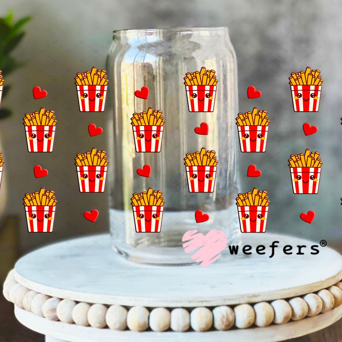 UV DTF Cup Wrap – USA Red White Blue Bows 16oz Libbey Glass Original Size Weefers