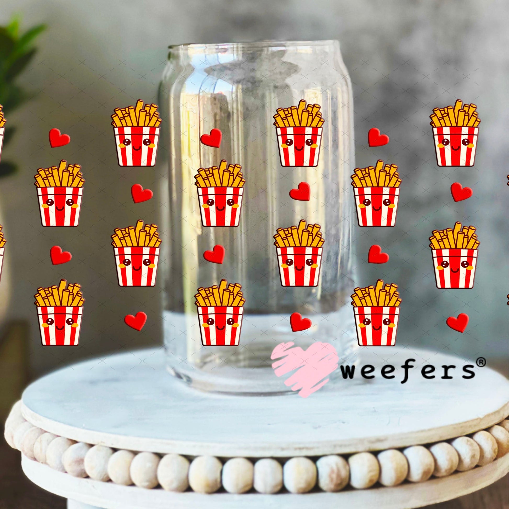 UV DTF Cup Wrap – USA Red White Blue Bows 16oz Libbey Glass Original Size Weefers