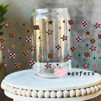 UV DTF Cup Wrap – USA Red White Blue Bows 16oz Libbey Glass Original Size Weefers