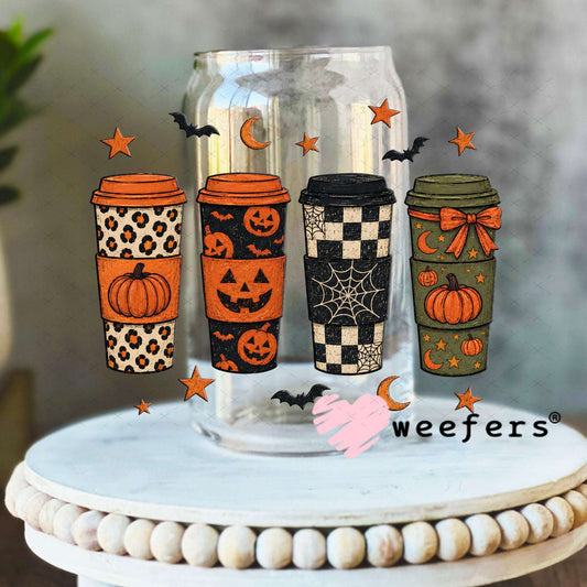 UV DTF Decal - Halloween Coffee Cups 16oz Libbey Glass Original Size Weefers