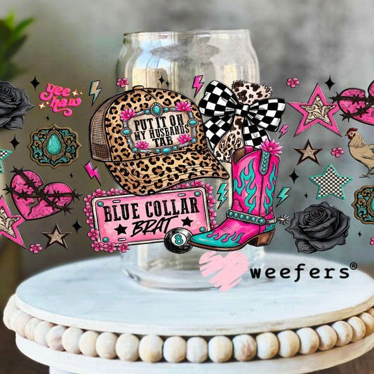 UV DTF Cup Wraps - Put it on My Husbands Tab - Weefers® Exclusive 16oz Libbey Glass Original Size Weefers