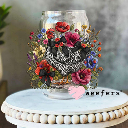 UV DTF Decal - Chicken Black White 16oz Libbey Glass Original Size Weefers