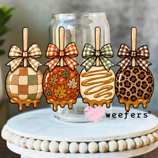 UV DTF Decal - Autumn Candy Apples 16oz Libbey Glass Original Size Weefers