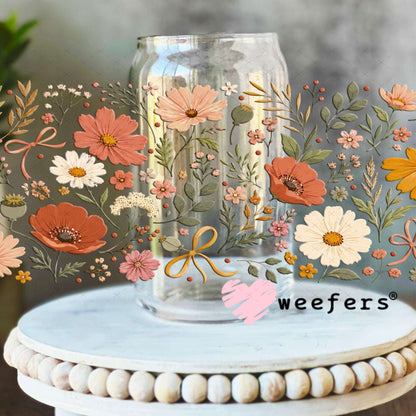 UV DTF Cup Wraps - Fall Flowers 16oz Libbey Glass Original Size Weefers