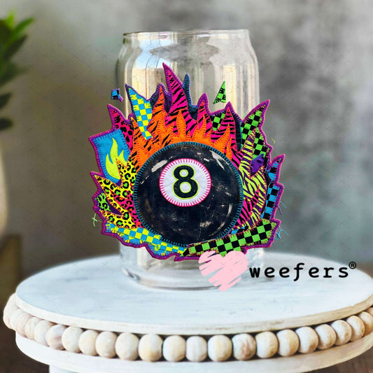 UV DTF Decal - Western Fire Eightball 16oz Libbey Glass Original Size Weefers