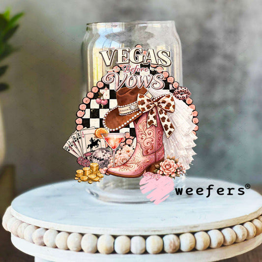 UV DTF Decal - Vegas Vows Bride 16oz Libbey Glass Original Size Weefers