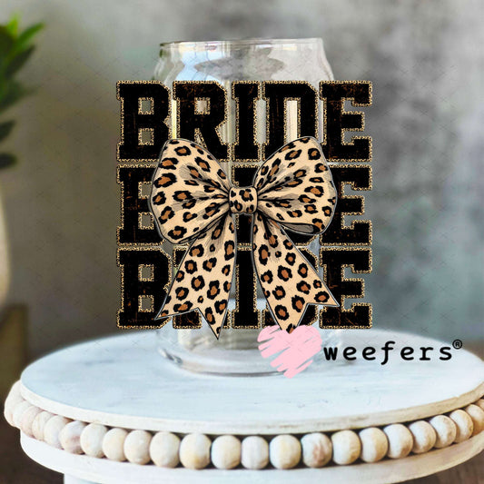 UV DTF Decal - Bride Leopard Bow 16oz Libbey Glass Original Size Weefers