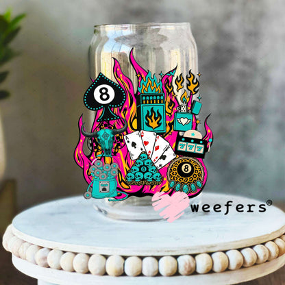 UV DTF Decal - Magenta Western Fire Collage 16oz Libbey Glass Original Size Weefers