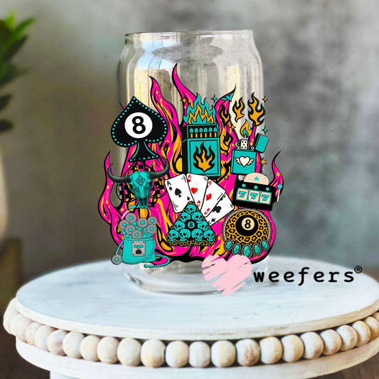 UV DTF Decal - Magenta Western Fire Collage 16oz Libbey Glass Original Size Weefers
