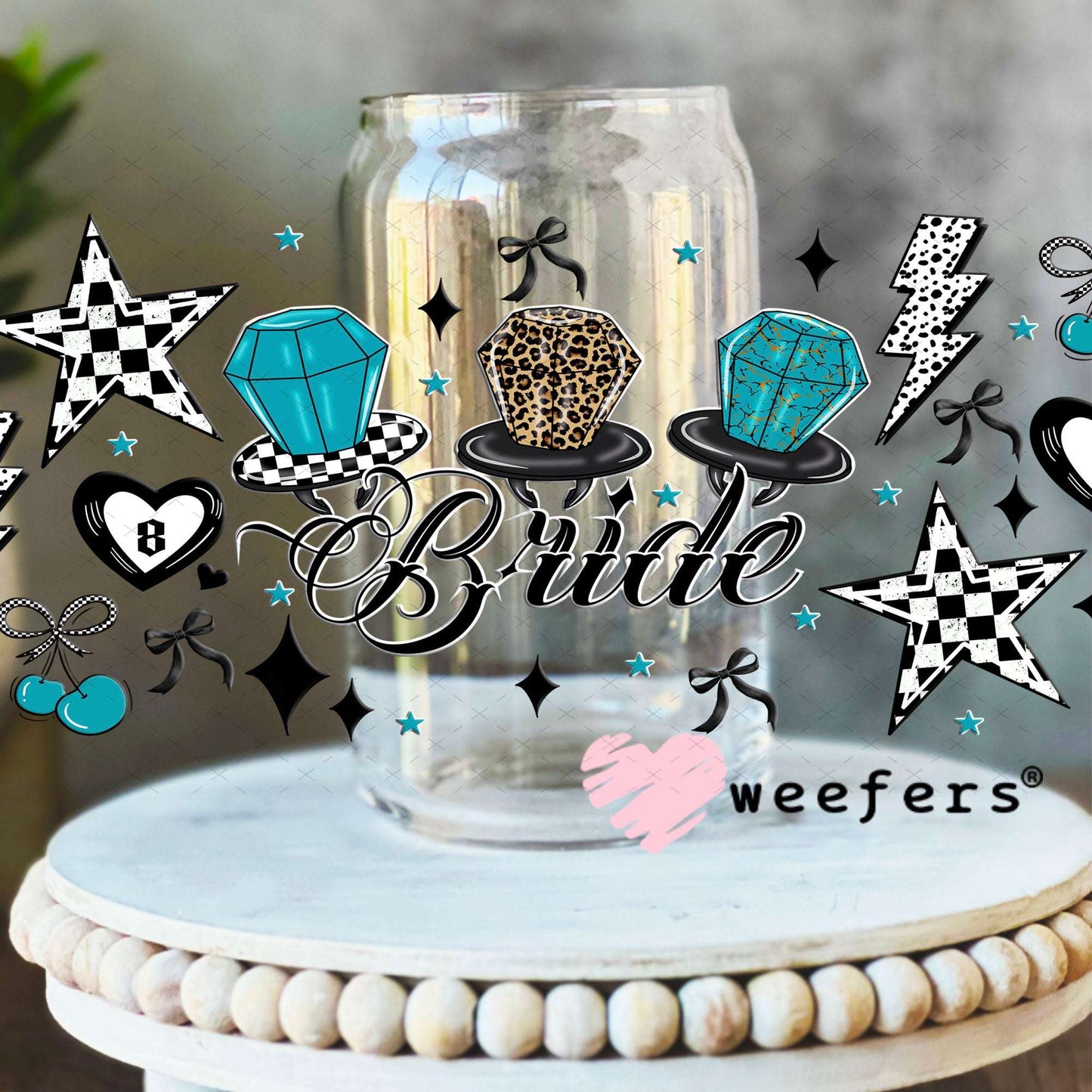 UV DTF Cup Wraps - Bride Ring Pops - Weefers® Exclusive 16oz Libbey Glass Original Size Weefers