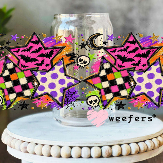 UV DTF Cup Wraps - Halloween Stars 16oz Libbey Glass Original Size Weefers