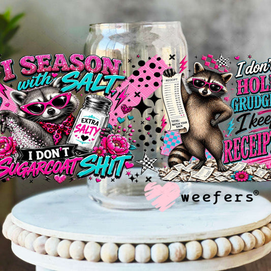 UV DTF Cup Wraps - I Season with Salt- Weefers® Exclusive 16oz Libbey Glass Original Size Weefers
