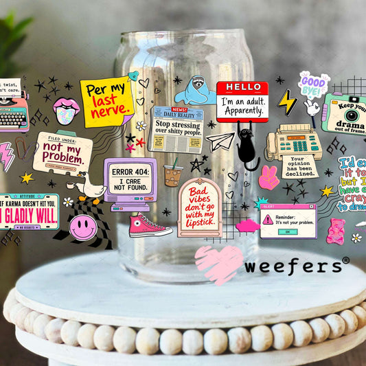 UV DTF Cup Wraps - Funny Work quotes 16oz Libbey Glass Original Size Weefers