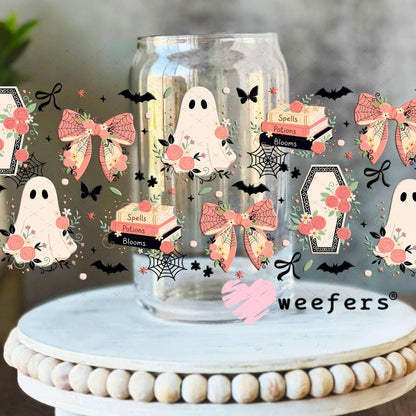 UV DTF Cup Wraps - Coffins and Ghosts Peach 16oz Libbey Glass Original Size Weefers
