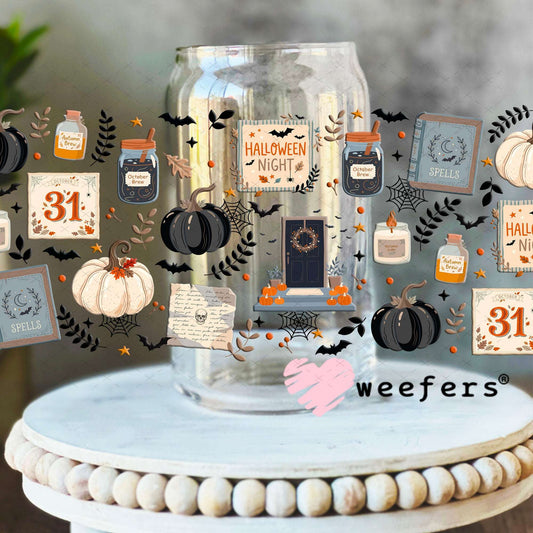 UV DTF Cup Wraps - October 31st Halloween 16oz Libbey Glass Original Size Weefers