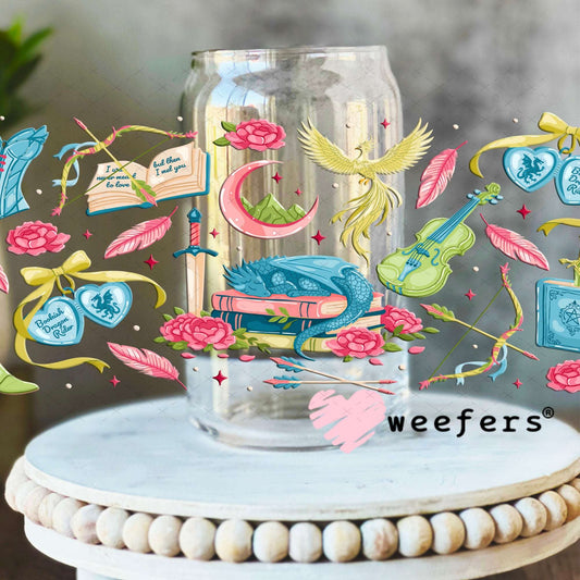 UV DTF Cup Wraps - Romantic Fantasy Reader 16oz Libbey Glass Original Size Weefers