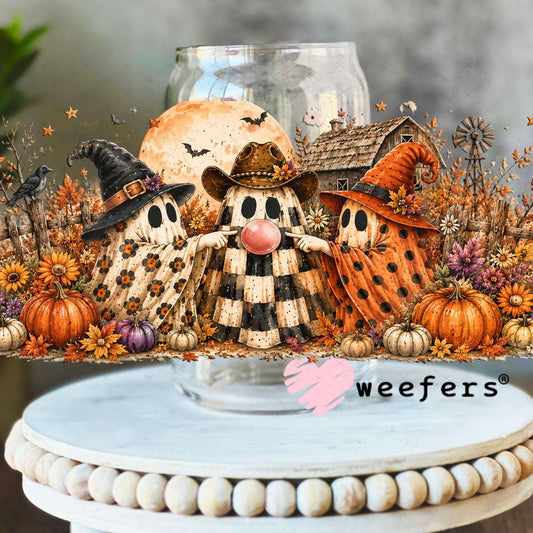 UV DTF Cup Wraps - Fall Ghosts Bubble Pop 16oz Libbey Glass Original Size Weefers