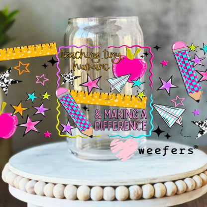 UV DTF Cup Wraps - Teaching Tiny Humans 16oz Libbey Glass Original Size Weefers