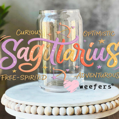 UV DTF Cup Wraps - Sagittariues Zodiac Sign 16oz Libbey Glass Original Size Weefers