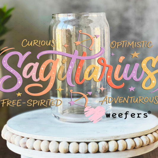 UV DTF Cup Wraps - Sagittariues Zodiac Sign 16oz Libbey Glass Original Size Weefers