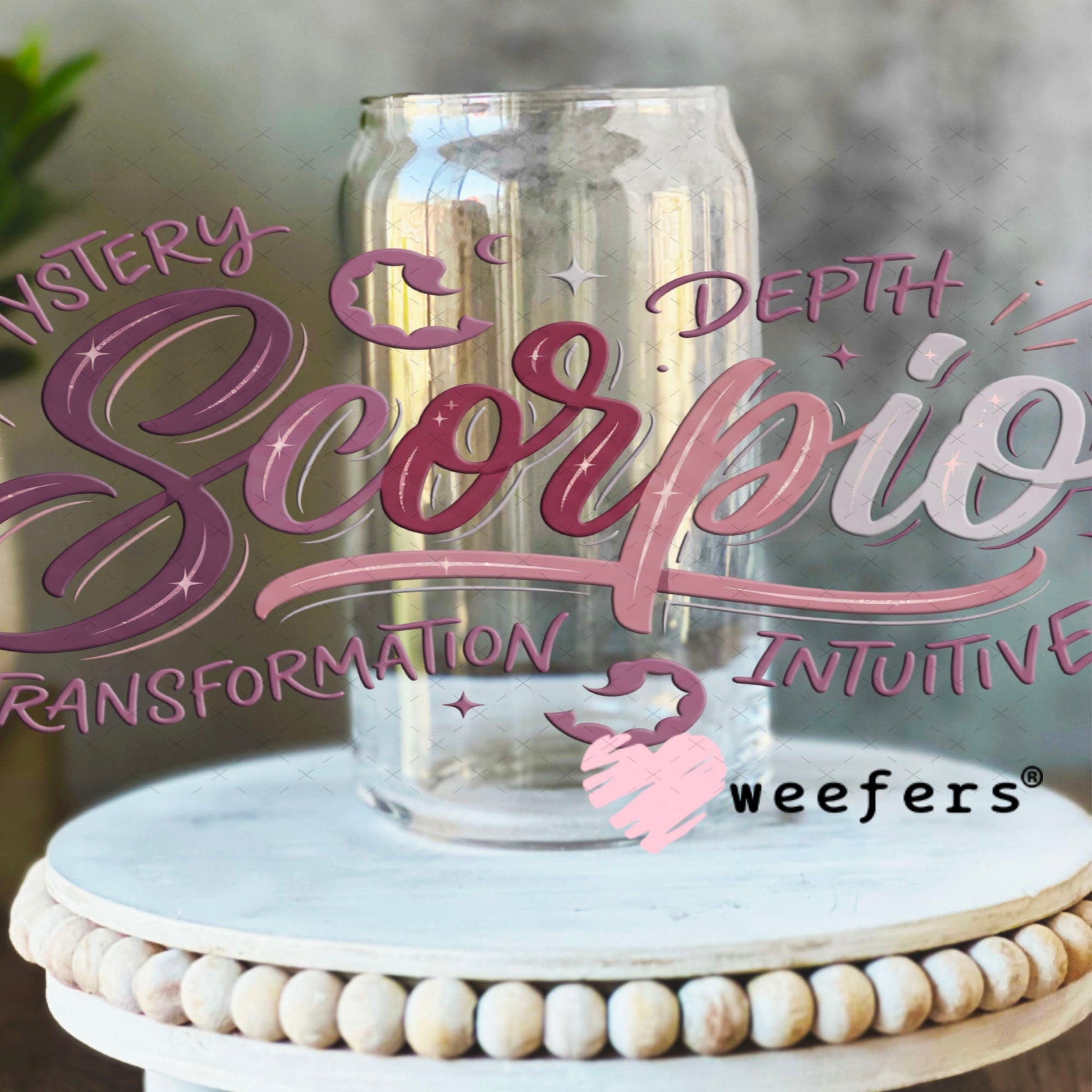 UV DTF Cup Wraps - Scorpio Zodiac Sign 16oz Libbey Glass Original Size Weefers