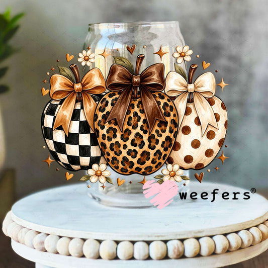 UV DTF Decal - Leopard Apples Fall 16oz Libbey Glass Original Size Weefers