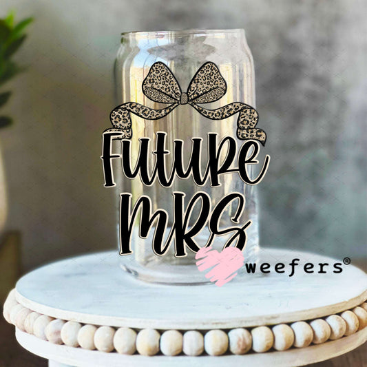 UV DTF Decal - Future Mrs Cheetah Bow 16oz Libbey Glass Original Size Weefers