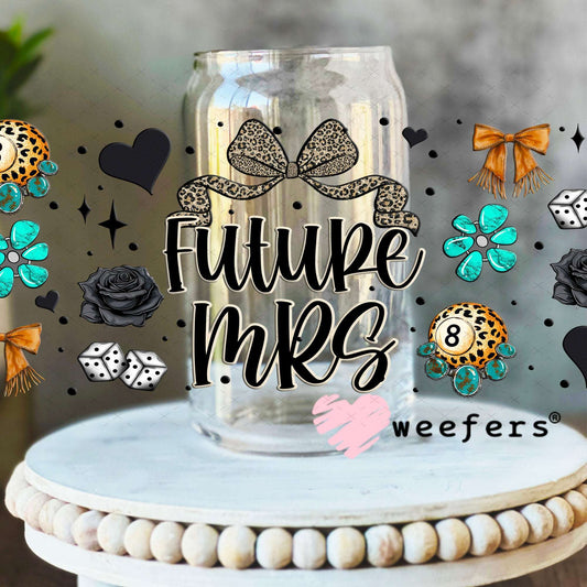UV DTF Cup Wraps - Future Mrs Western Engagement Gift 16oz Libbey Glass Original Size Weefers