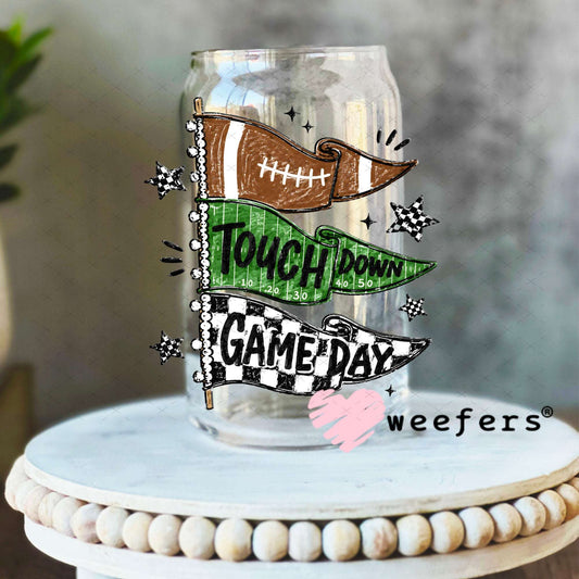 UV DTF Decal - Touch Down Football Season 16oz Libbey Glass Original Size Weefers