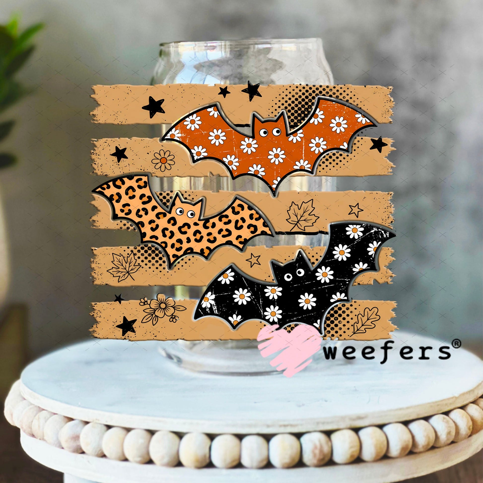 UV DTF Decal - Fall Bats 16oz Libbey Glass Original Size Weefers