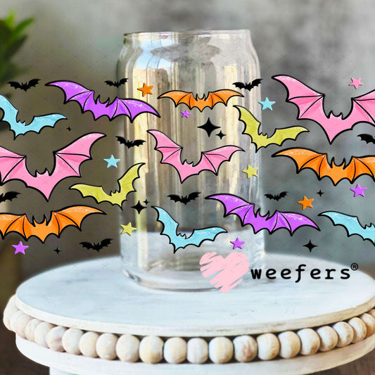 UV DTF Cup Wraps - Colorful Bats 16oz Libbey Glass Original Size Weefers
