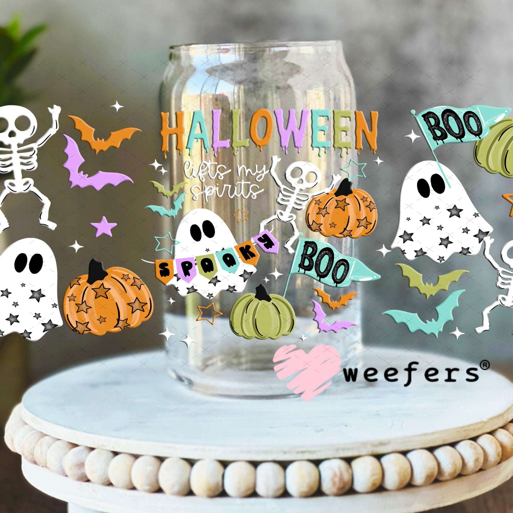 UV DTF Cup Wraps - Preppy Boo Halloween 16oz Libbey Glass Original Size Weefers