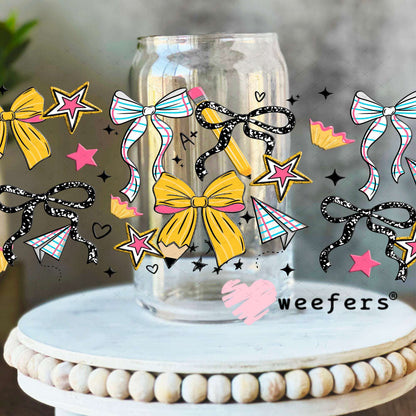 UV DTF Cup Wraps - Teacher Bows 16oz Libbey Glass Original Size Weefers