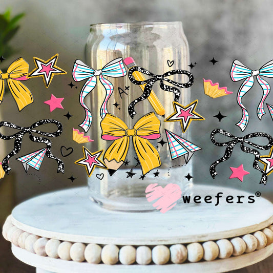 UV DTF Cup Wraps - Teacher Bows 16oz Libbey Glass Original Size Weefers