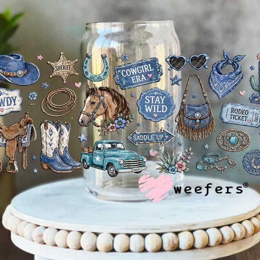 UV DTF Cup Wrap – USA Red White Blue Bows 16oz Libbey Glass Original Size Weefers