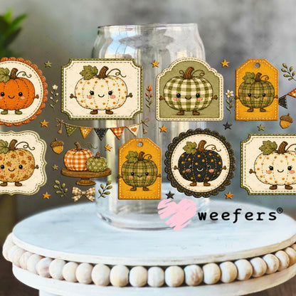 UV DTF Cup Wraps - Fall Friends Stamps 16oz Libbey Glass Original Size Weefers