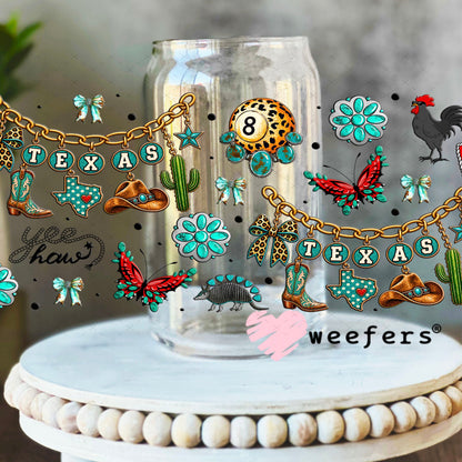 UV DTF Cup Wraps - Texas Western - Weefers® Exclusive 16oz Libbey Glass Original Size Weefers