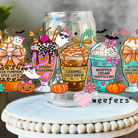 UV DTF Cup Wraps - Halloween Iced Coffee 16oz Libbey Glass Original Size Weefers