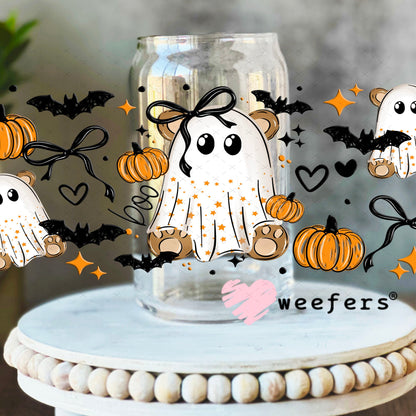 UV DTF Cup Wraps - Halloween Ghost Friends 16oz Libbey Glass Original Size Weefers
