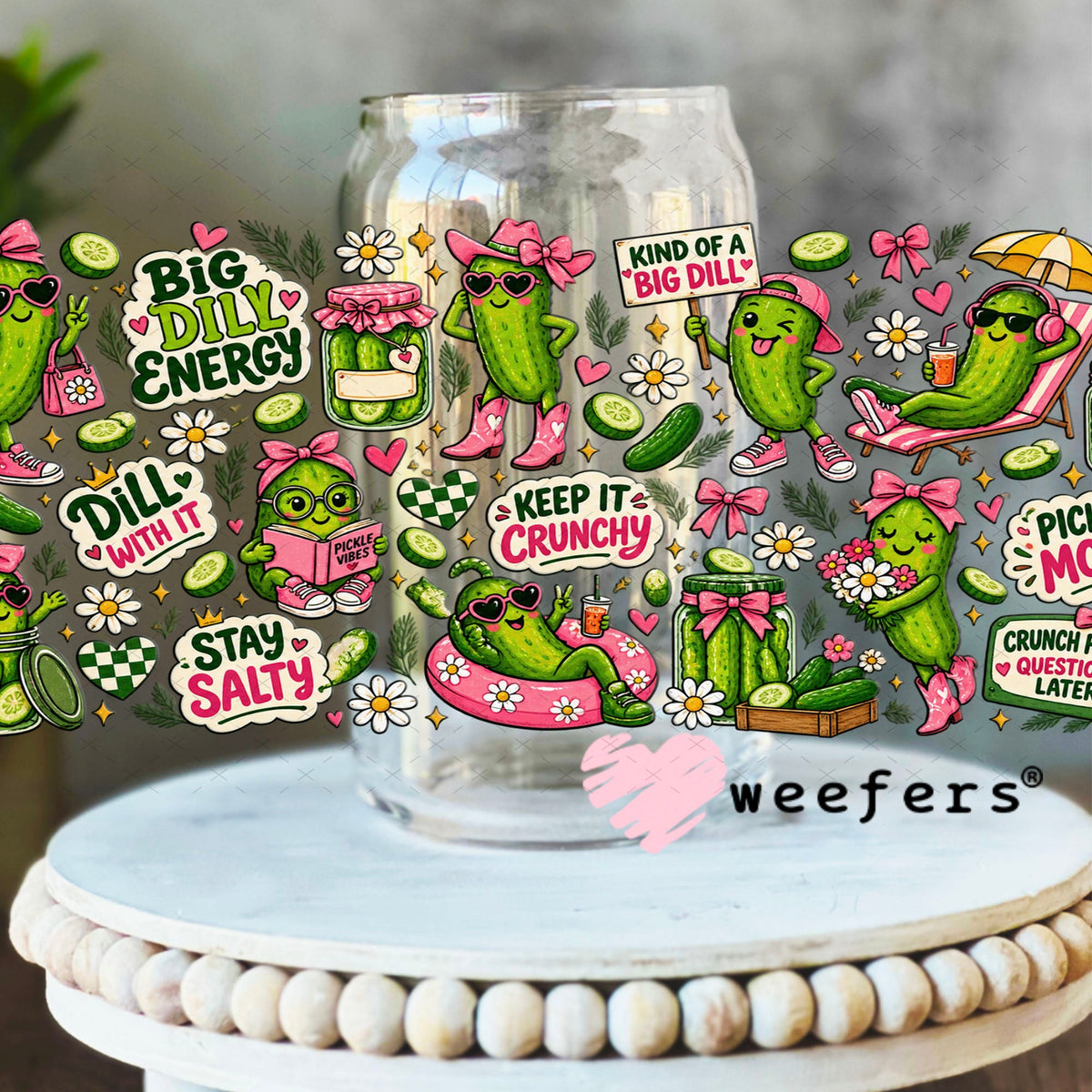 UV DTF Cup Wraps - Big Dill Energy Pickle Lover 16oz Libbey Glass Original Size Weefers