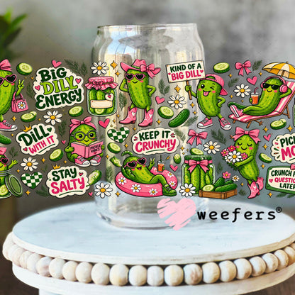 UV DTF Cup Wraps - Big Dill Energy Pickle Lover 16oz Libbey Glass Original Size Weefers