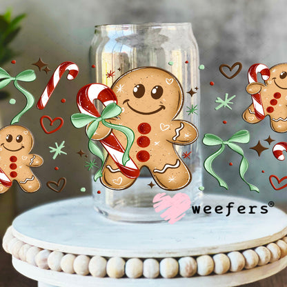 UV DTF Cup Wraps - Christams Gingerbread Red 16oz Libbey Glass Original Size Weefers