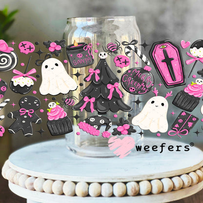 UV DTF Cup Wraps - Goth Christmas Pink Black 16oz Libbey Glass Original Size Weefers